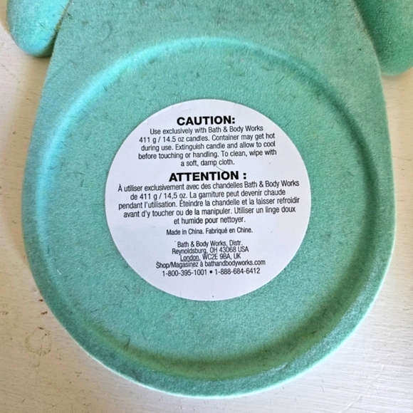 Bath & Body Works rabbit jar candle holder turquoise blue flocked 12 inches - Picture 9 of 10